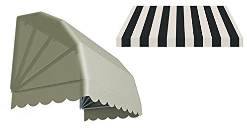 Tenda da Sole Modello CAPPOTTINA a 4 Raggi Realizzata in Tessuto Acrilico Giovanardi, Struttura Bianca (200 x 80 cm) (bianco e nero)