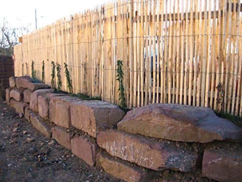 Gartenwelt Riegelsberger Premium Staketenzaun Komplettset aus Kastanie Kastanienzaun Rollzaun Lattenzaun Lattenabstand 2 cm | Zaunlänge 2,2 m | Höhe 150 cm