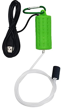 Luftpumpe Aquarium USB Mini Sauerstoffpumpe Leise Oxygen Pump Energie Sparen Sauerstoff Bubbler mit Luftstein und Single Outlet Silikonschlauch 1W (Hellgrün)
