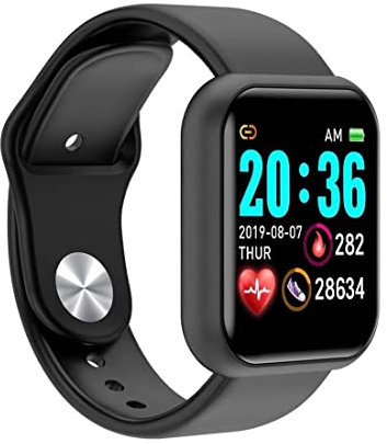DIGAO Smart Watch Y68 Water Resistant With Color Touch Screen Fitness Tracker Calorie Counter Sleep Heart Rate Monitor, Gps, Motion Sensor For Exercise Outdoor Running Indoor Yoga (Black)