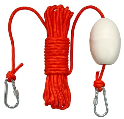 BeGrit Strapazierfähiges Schwimmseil 10 m für Kajaks Abschleppseil Ankerschnur mit Edelstahlclips Markierungsboje für Driftsocken Geschirr Jet-Ski PWC Boot Kanu Kajak Pontoon