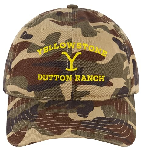 Concept One Yellowstone Dad Hat Dutton Ranch Verstellbare Baseballkappe mit gebogener Krempe, Camo, Einheitsgröße