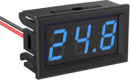 Voltmeter, DC 5 V ~ 120 V, Mini-Spannungstester, digital, 0,56 Zoll, 2 Drähte, Spannung, Tester, LED-Anzeige für Auto, LKW, Motorrad, Boot (blau)