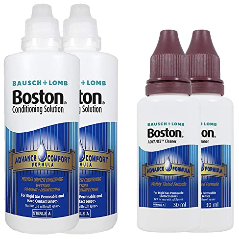 Bausch & Lomb Boston Contact Lens Cleaning Bundle, Contains 2X Advance Cleaner for RGP Lenses 30ml and 2 x Advance Formula Conditioning Solution - 120ml