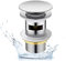 Juego de desagüe para lavabo Maloftars, juego de desagüe para lavabo con rebosadero, juego de desagüe para lavabo, ducha, baño, desagüe automático, push open cromo plateado