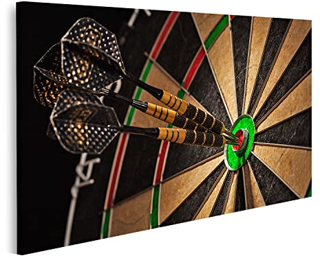 islandburner Bild auf Leinwand DREI Darts Bulls Eye Lifestyle Leinwandbild Wandbild Prime Bilder für Wohnzimmer etc.