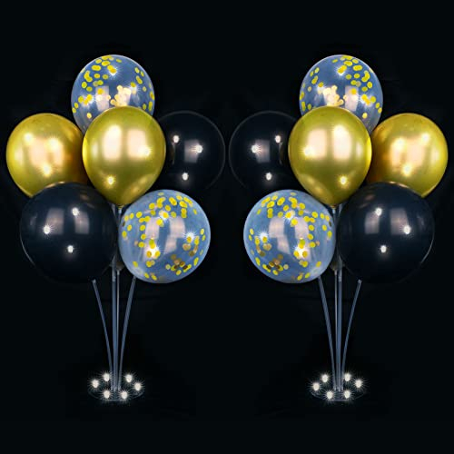 AUAUY Pack of 2 Table Balloon Stand Kit, Reusable Balloon Stand, Balloon Stand Holder with 16 Balloon and 14 Lights for Birthday Party Decorations, Wedding Decorations, Festivals and Parties