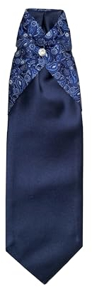 Remo Sartori – Plastron-Krawatte, Hochzeitskrawatte für Herren, aus Seidensatin, Einfarbig, Made in Italy (Blumen Blau)