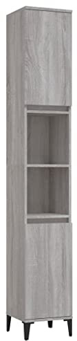 vidaXL Bathroom Cabinet Grey Sonoma 30x30x190 cm Engineered Wood