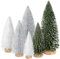 Mini-Weihnachtsbäume, Weihnachtsdekoration, künstliche Mini-Flaschenbürste, Tischplatte, Weihnachtsdekoration Bäume in 4 Größen (6 Stück grün + silber + weiß)