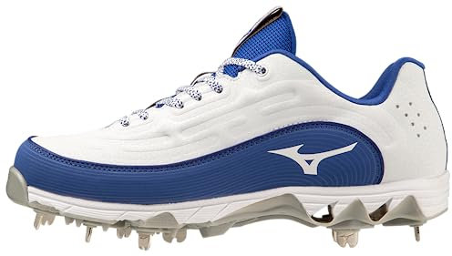 Mizuno Tacos de sóftbol de metal bajos 9-Spike Swift 8 para mujer, Blanco/Royal, 43 EU