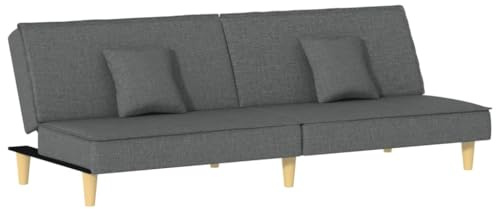 vidaXL Schlafsofa, Sofa mit verstellbaren Rückenlehnen, Couch für Wohnzimmer, Schlafcouch Bettsofa Tagesbett Sofabett, Dunkelgrau Stoff