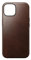 Nomad Modern Leather Case for iPhone 15 Case Horween Leather Compatible with MagSafe Wireless Charging Case, 360° Raised Edges TPE Bumper & Drop Protection - Rustic Brown