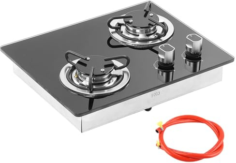 Gasherd, gehärtetes Glas-Panel L380 B300mm Tragbares Gas-Kochfeld Einfach zu für für Wohnmobil für Boot