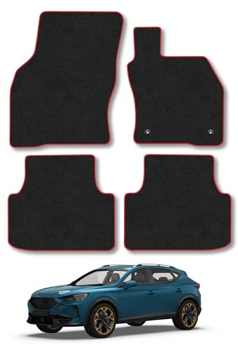 CUPRA Formentor (2020+) Carpet Car Mats | Red Edge Trim Tailored Fit Floor Mats Full Coverage Protection Accessories Easy Clean Anti Slip Made in the UK