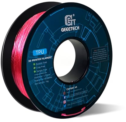 GEEETECH TPU filament 1,75mm Transparent Rosa, Flexible 3D Drucker Filament 1kg 1 Spool