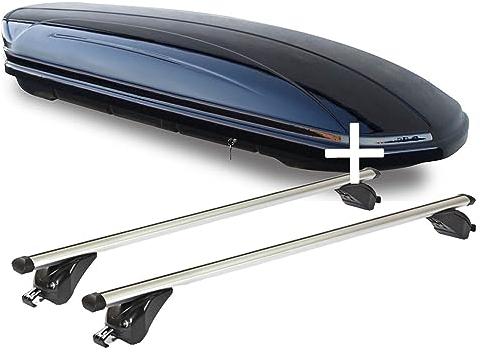 Dachbox VDPMAA320 320 Liter abschließbar schwarz + Dachträger VDPKING1 kompatibel mit Peugeot 2008 5 Türer ab 2019