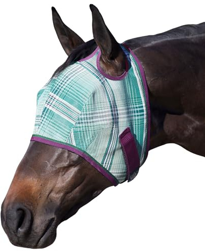 Kensington UV Horse Fly Mask with Web Trim - Protective Mask with Dual Ear Opening & Forelock Freedom - Large, Imperial Jade