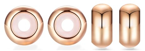 GW Charms Stopper 925 Sterling Silber für Armband mit Gummi Clip Stopper Charms für Bead Charm Armband Anhänger Spacer (4x Rosegold)