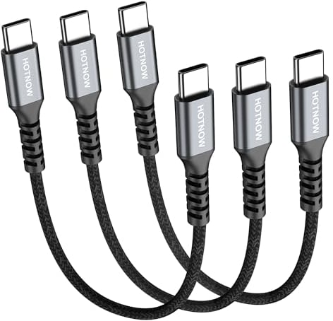 HOTNOW Cavo corto USB C a C 0.15m 3 Pezzi, cavo di ricarica veloce USB-C 65W per Samsung Galaxy S21/S21+/S20+ Ultra, Note 20/10 Ultra, Air 2020, iPad Pro e altro ancora