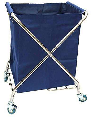 Wagen, Handkarren zur Küchenaufbewahrung, zusammenklappbarer Wäschewagen mit Bremsrad, zusammenklappbarer Wäschesortierwagen, Rollwagen für die Hotelsammlung, Zimmerservicewagen/Blau/65 * 5