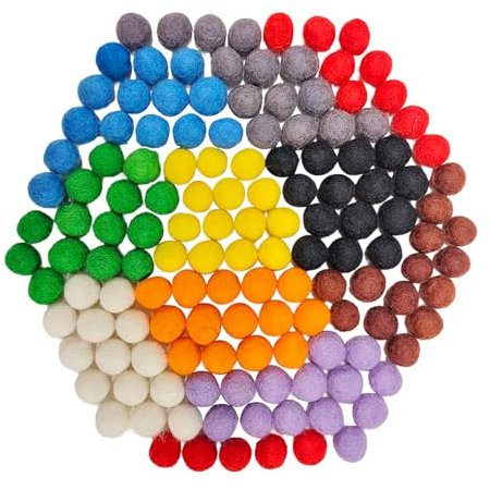 Jtnohx Filzkugeln Bunt, Filz Pom Poms zum Basteln, Wollfilz Perlen 1.5 cm, Filzbälle für DIY Kreative Handwerk 140 Stück
