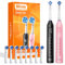 Bitvae Rotierende Elektrische Zahnbürste 2er Pack für Erwachsene und Kinder, 8 Bürstenköpfe 60 Tage Batterielebensdauer, 5 Modi Power Zahnbürste mit 2-Minuten Smart Timer, Schwarz & Rosa, R1