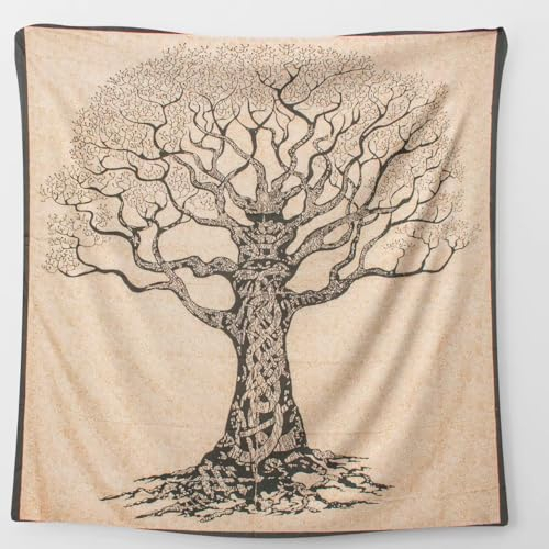 Kimbatex Pareo Multiusos XXL para Playa y hogar, 210 x 240 cm, 100% algodón. Ideal como Pareo Playa, Cubre sofá, Cubre Camas, Tapiz... (Arbol de la Vida)