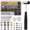 Leather Rivets, Leather Snap Fasteners, Snap Button Fastener kit with Double-Sided Nylon Hammer and 5 PCS Installation Tools for Belts, Jacket, Purses and Hats (320 PCS)
