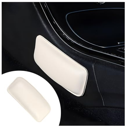 JNNJ 2 Pack Selbstklebendes Autotür Armlehnenkissen, Auto Kniekissen Leder, Knie Pad Auto Konsole, PU-Leder Kniepolster Auto Seitlich, Weiches Polster Leder Knie Pad, Autos Armlehnenkissen(Beige)