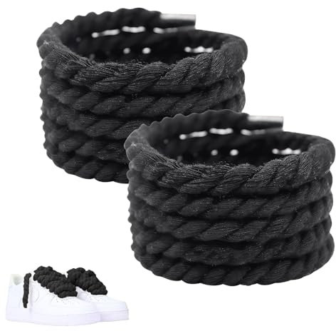 Lilbitty 1 paire de lacets de 8 mm pour Air Force 1 au design Campus 00s pour lacets épais, élégants et durables, noirs