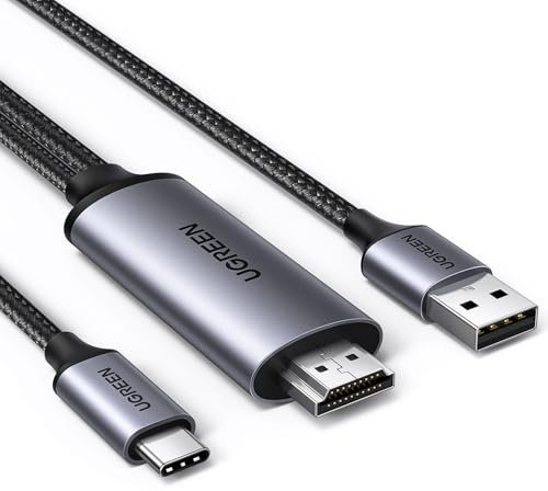 UGREEN 2M Câble HDMI vers USB C 4K 60Hz 1080P 120Hz Adaptateur HDMI2.0 Thunderbolt Type C avec Câble Alimentation USB A 1M HDR HDCP Dolby Compatible avec PS5 PS4 Xbox X Switch Ordinateur PC MacBook