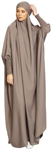 Zofocy Women One-Piece Muslim Abaya Dubai Islam Hijab Robe Solid Lady Prayer Hoodied African Dress