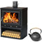 Stufa A Legna, Stufa A Cucina, Stufa Rotonda In Ghisa Con Pentola In Ghisa Da 900 Ml, 15KW Stufa A Legna(Size:60 * 49 * 85cm)