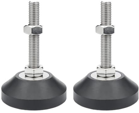 BORDSTRACT Niveleurs de Base en Caoutchouc, 2 pièces Pieds Meubles Réglables M6 Nivellement Métal Filetés, Niveleurs Facilement Réglables, pour Tous Les Types Meubles, Etagères (D40*M6*L70)