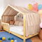 FloraVigo Heim-Tagesdecke, handgefertigt aus 100% Baumwoll-Musselin, Stoffhimmel für Hausbett-Dekoration, für Mädchen und Jungen, geeignet für Kinder – Kinderbettvorhang, 132 x 360 cm, Beige
