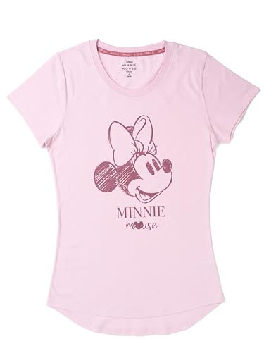 Disney Minnie Mouse T-Shirt für Damen Oberteil Frauen Shirt Top Rosa (DE/NL/SE/PL, Alphanumerisch, S, Regular, Regular, Rosa)