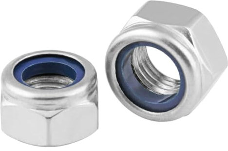 Kuprowin M6 x 1mm Lock Nuts,304 Stainless M6 Nylon Insert Locknuts for Bolts, 6mm Locking Nuts, M6 Nylock Nuts 100pcs