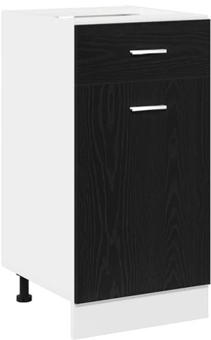 vidaXL kitchen cabinet black oak engineered wood - 40 x 46 81.5 cm - one-door cupboard for indoor settings