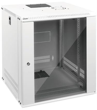 Tecmojo 12U Wall Mount Server Cabinet IT Network Rack Enclosure Lockable Door and Side Panels White, Standard Glass Door, 17.7 inch Depth（450mm）, for 19 IT Equipment, A/V Devices, White, Flat Package