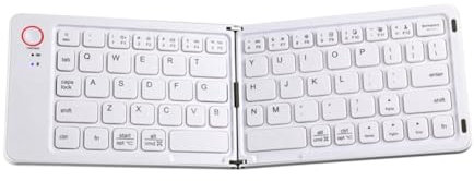 PAGJHRFJG Wireless Foldable Bluetooth Keyboard Mini Portable Double Folding Keyboard Suitable for Laptops and Mobile Phones White