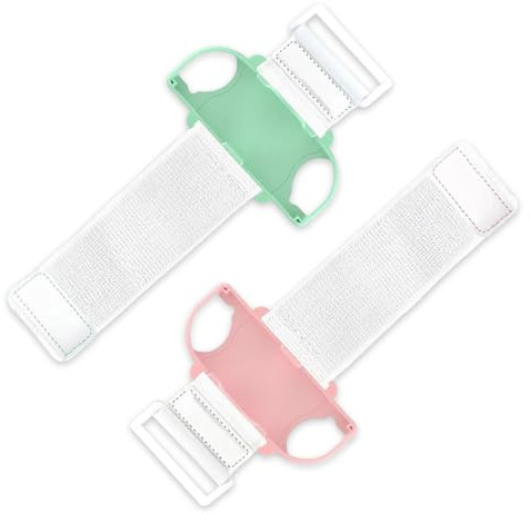 PYEUIFT 2 Stücke Armbänder für Just Dance 2025 2024 2023 2022 2021 für Zumba Burn It Up - Bänder für Erwachsene und Kinder,Verstellbarer Elastischer Armband für OLED Tanzspiele(rosa grün)