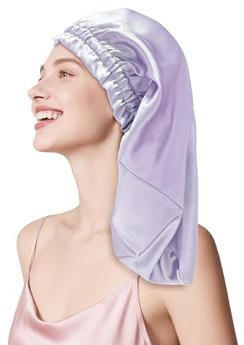 Townssilk Cuffia di seta per dormire, 100% 22 momme seta di gelso, per donne, lussuosa, traspirante, si posiziona saldamente durante la notte e senza pressione, ideale per capelli lunghi e ricci