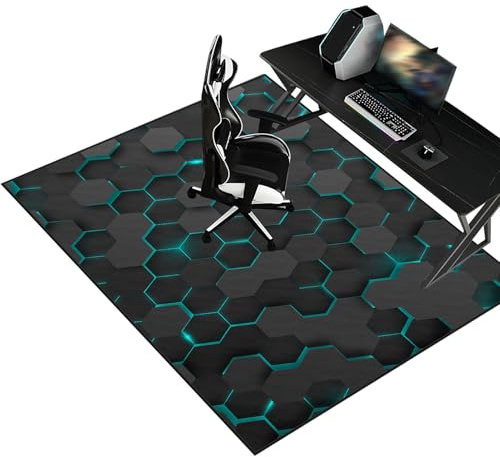 Bodenschutzmatte Gaming für Hartböden & Teppich Kratzfest rutschfest | Gaming Stuhl Unterlage Stuhlunterlage Gaming Bodenmatte Bürostuhl Unterlage Computerstuhl Teppiche Stuhlmatten 120 x 140 cm