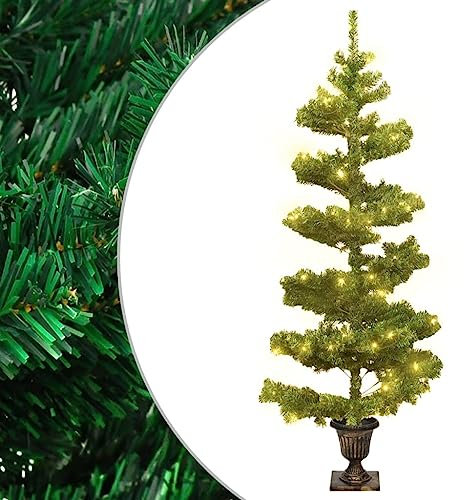 Decoración-Decoración de temporada y festividades-Árboles de Navidad - Árbol de Navidad preiluminado con maceta verde 120 cm PVC