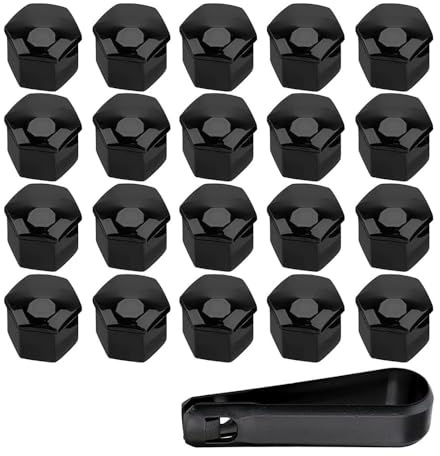FKSWJZXD 20 pcs Radschraubenkappen für Cupra Ateca 2016-2025, Radschraubenabdeckungen mit Entfernungswerkzeug,A Black-17MM