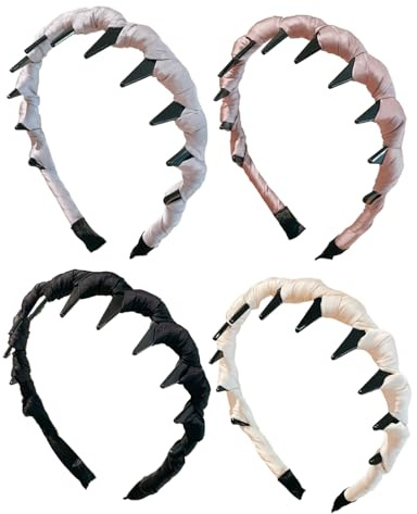 Diadema Reversible con Dientes 4 Unidades Tocado de Ondas | Cinta Reversible Para Mujeres Niñas Cumpleaños Boda Talla Única