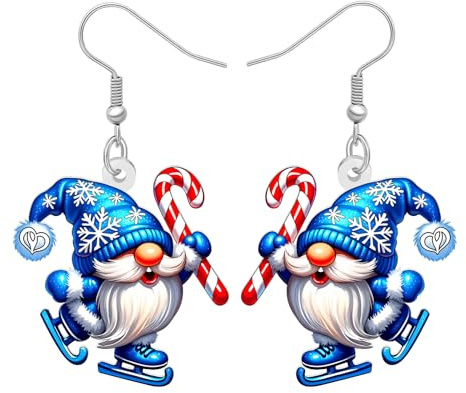 DOWAY Blau Winter Zwerg Ohrringe für Frauen Mädchen Hängend,Acryl Weihnachten Ohrringe Urlaub Schmuck Xmas Gnome Geschenke für Frauen Urlaub Kostüm Zubehör (Marine)