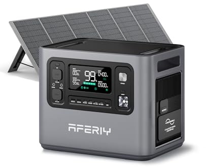 AFERIY P280 Station Electrique Portable 2800W, Batterie Nomade 2048Wh Extensible à 10,24kWh avec 400W Panneau Solaire Portable, Generateur Solaire pour Usage Domestique/Camping-Car/Panne de Courant