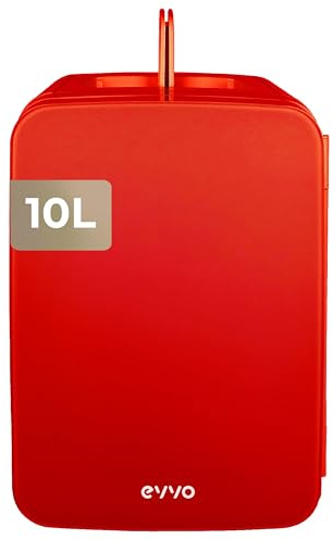 EVVO Mini frigorifero F10 (rosso), 10 l, per cosmetici e trucchi, portatile, per creme, bellezza e cura della pelle, silenzioso, funzione freddo e caldo, ricondizionato